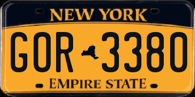 NY license plate GOR3380