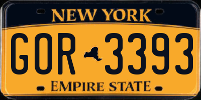 NY license plate GOR3393