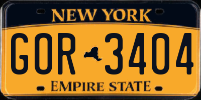 NY license plate GOR3404