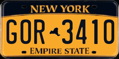 NY license plate GOR3410