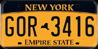 NY license plate GOR3416