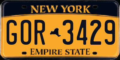 NY license plate GOR3429