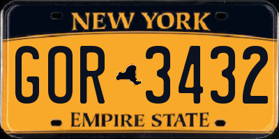 NY license plate GOR3432