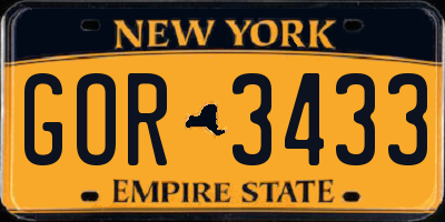 NY license plate GOR3433