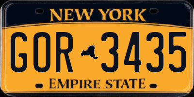 NY license plate GOR3435