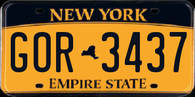 NY license plate GOR3437