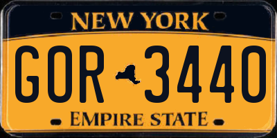 NY license plate GOR3440