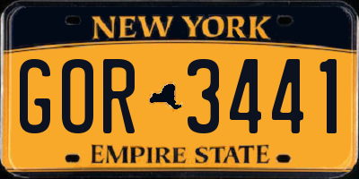 NY license plate GOR3441
