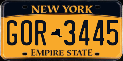 NY license plate GOR3445