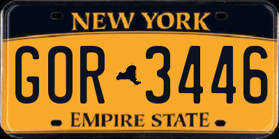 NY license plate GOR3446