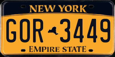 NY license plate GOR3449