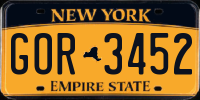 NY license plate GOR3452