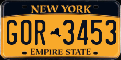 NY license plate GOR3453