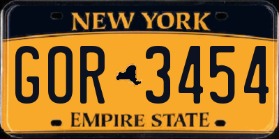 NY license plate GOR3454
