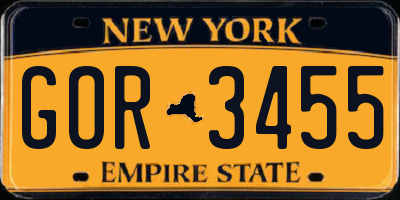 NY license plate GOR3455
