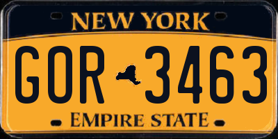 NY license plate GOR3463