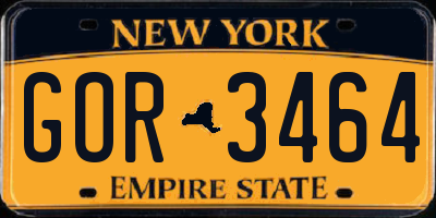 NY license plate GOR3464
