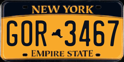 NY license plate GOR3467