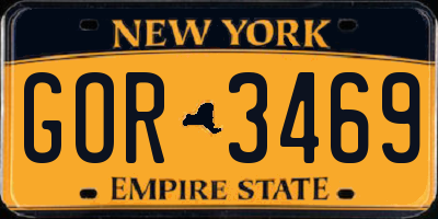 NY license plate GOR3469
