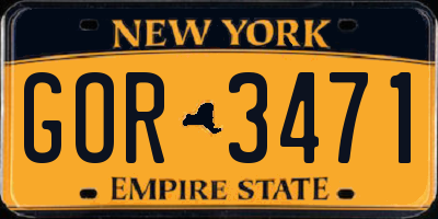 NY license plate GOR3471
