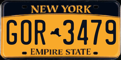 NY license plate GOR3479