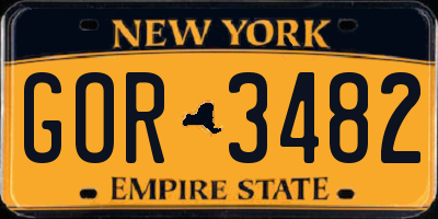 NY license plate GOR3482