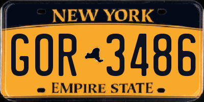 NY license plate GOR3486