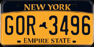 NY license plate GOR3496