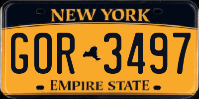 NY license plate GOR3497