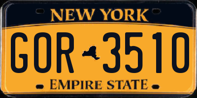 NY license plate GOR3510