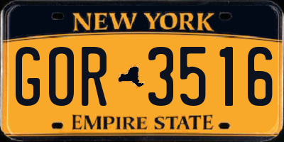 NY license plate GOR3516