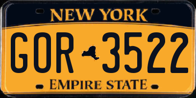 NY license plate GOR3522