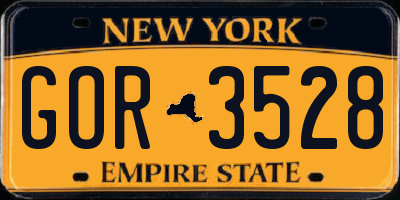 NY license plate GOR3528