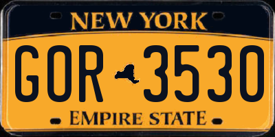 NY license plate GOR3530
