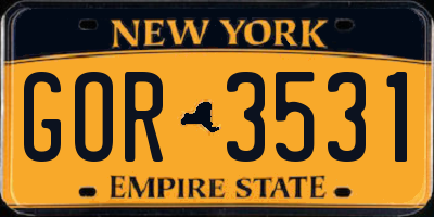 NY license plate GOR3531
