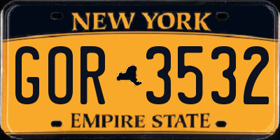 NY license plate GOR3532