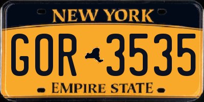 NY license plate GOR3535