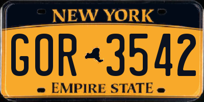 NY license plate GOR3542