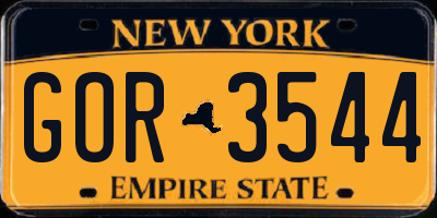 NY license plate GOR3544