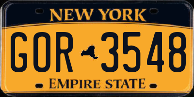 NY license plate GOR3548