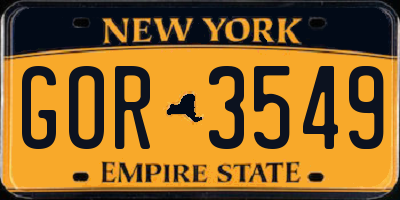 NY license plate GOR3549