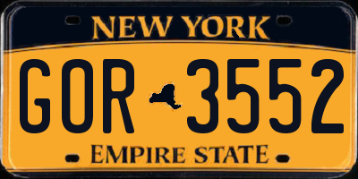 NY license plate GOR3552