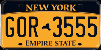 NY license plate GOR3555