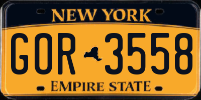 NY license plate GOR3558