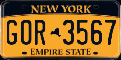 NY license plate GOR3567
