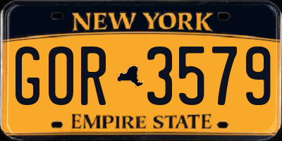 NY license plate GOR3579