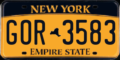 NY license plate GOR3583
