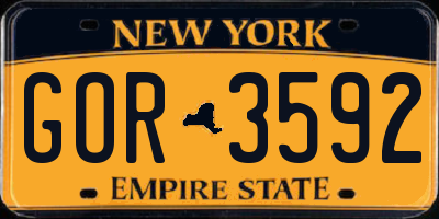 NY license plate GOR3592