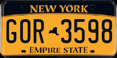 NY license plate GOR3598