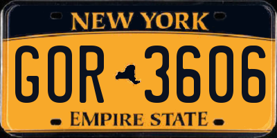 NY license plate GOR3606